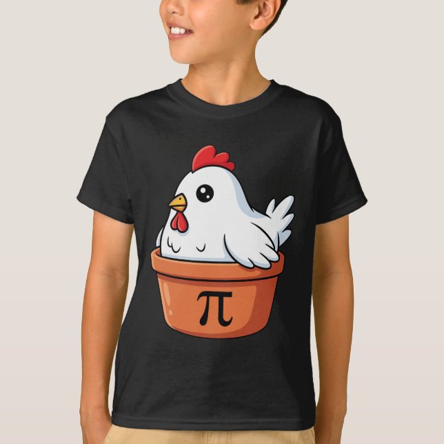 Rolig Kyckling Pot Pi Dag Paj Matematik Älskare Lä T Shirt (Framsida)