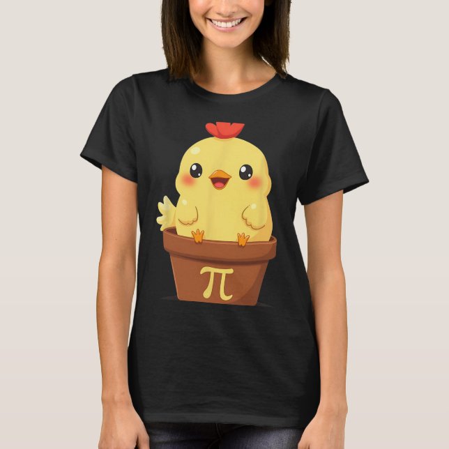 Rolig Kyckling Pot Pi Dag Paj Matematiklärare Älsk T Shirt (Framsida)