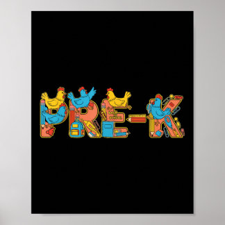 Rolig Kyckling Pre K Tillbaka Till Skolan Barn Poj Poster