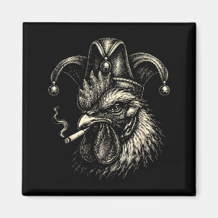 Rolig kyckling som röker cigarett meme tupp skämt magnet