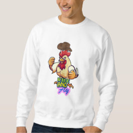 Rolig "Kyckling Stig Upp och Flyg" T-Shirt Lång Ärmad Tröja