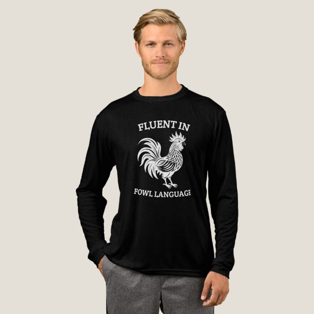 Rolig Kyckling Tröja, Flytande i Fågel Språk ,Pres T Shirt (Hel framsida)