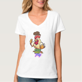 Rolig "Kyckling Upp och Flyg" T-Shirt