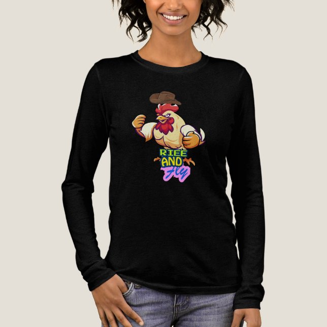 Rolig "Kyckling Upp och Flyg" T-Shirt (Framsida)