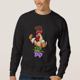 Rolig "Kyckling Upp och Flyg" T-Shirt Lång Ärmad Tröja