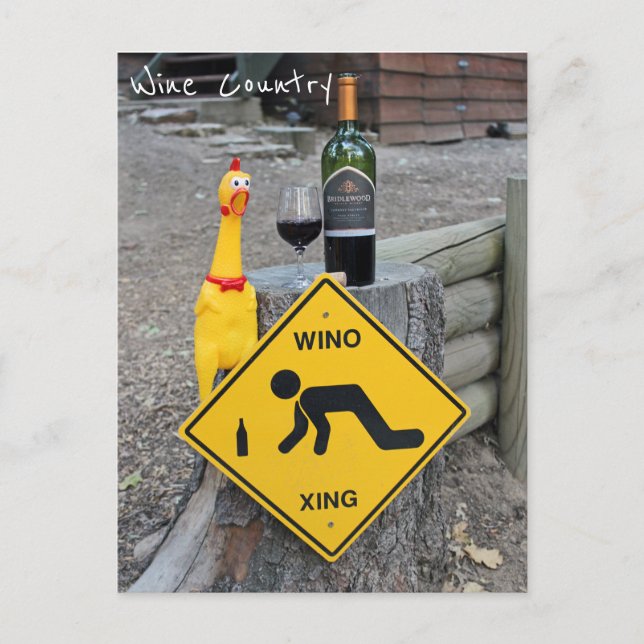 Rolig Kyckling Vin Landsort vykort! Vykort (Framsida)