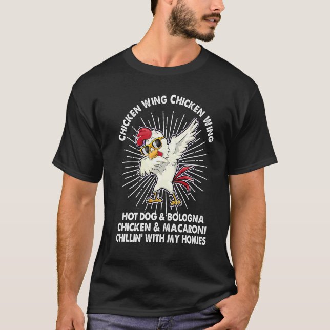 Rolig Kyckling Ving Cool Dabbing Höna T Shirt (Framsida)