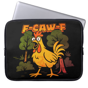 Rolig Kycklingdesign – F-Caw-F Tecknad Djurhumor Laptop Fodral