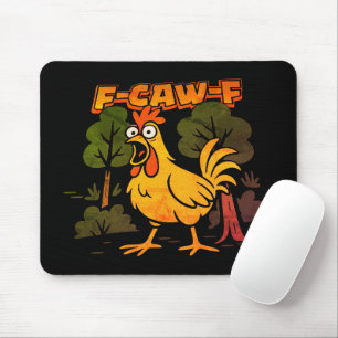 Rolig Kycklingdesign – F-Caw-F Tecknad Djurhumor Musmatta