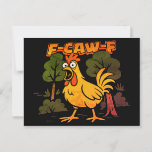 Rolig Kycklingdesign – F-Caw-F Tecknad Djurhumor Vykort