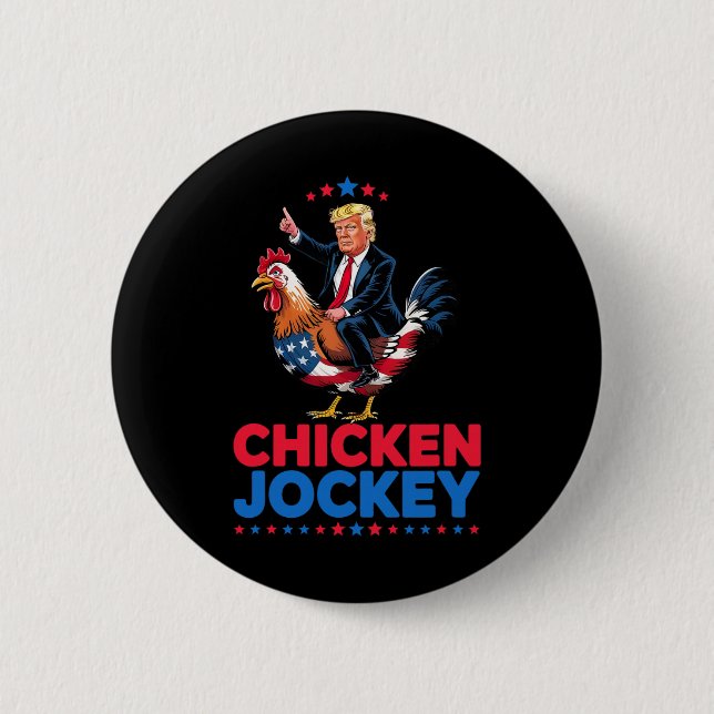 Rolig Kycklingjockey Trump Meme  Knapp (Framsida)