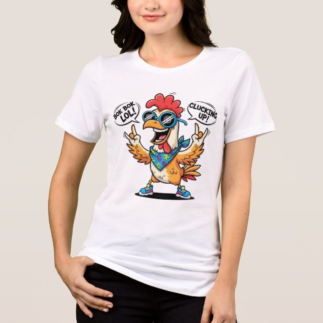 Rolig Kycklingmaskot T-Shirt – Djärv Pop Art Serie (Framsida)