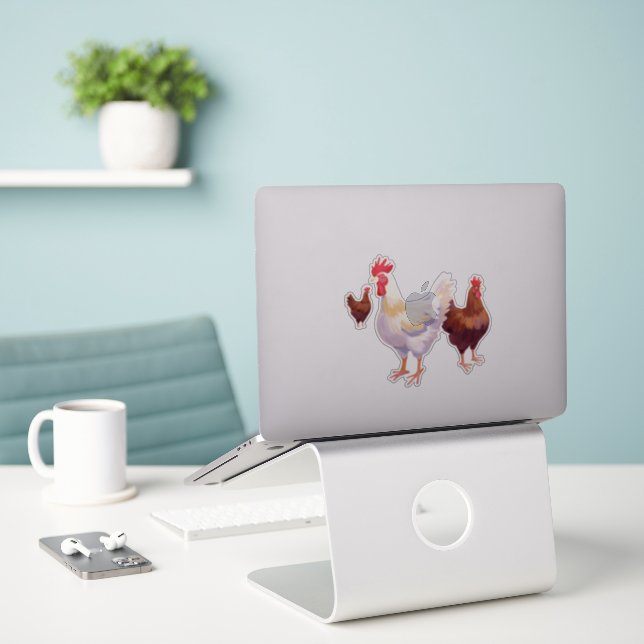 Rolig kycklingtrio klistermärken (Laptop På Skrivbordet)