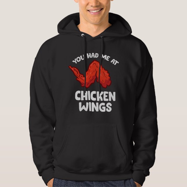 Rolig Kycklingvingeälskare Du Fick Mig Vid Kycklin Hoodie (Framsida)