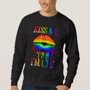 Rolig kyss mig jag är gay homosexuell lesbisk cita lång ärmad tröja