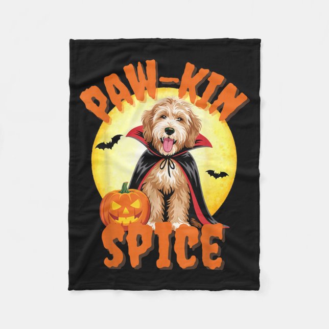 Rolig Labradoodle Pumpkin Halloween Hundälskare Fleecefilt (Framsidan)