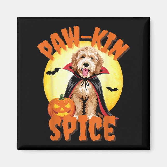 Rolig Labradoodle Pumpkin Halloween Hundälskare Magnet (Framsidan)