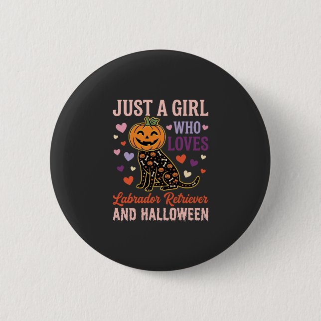 Rolig Labrador Retriever Halloween Pumpa Hund Knapp (Framsida)