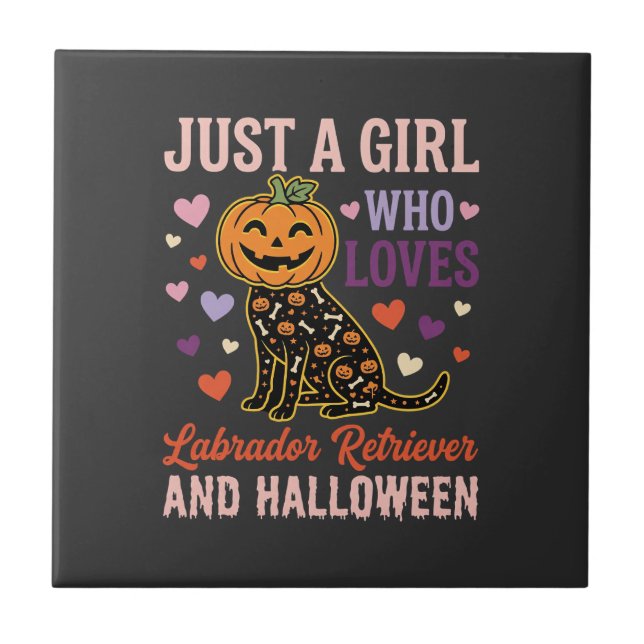 Rolig Labrador Retriever Halloween Pumpahund Kakelplatta (Framsidan)