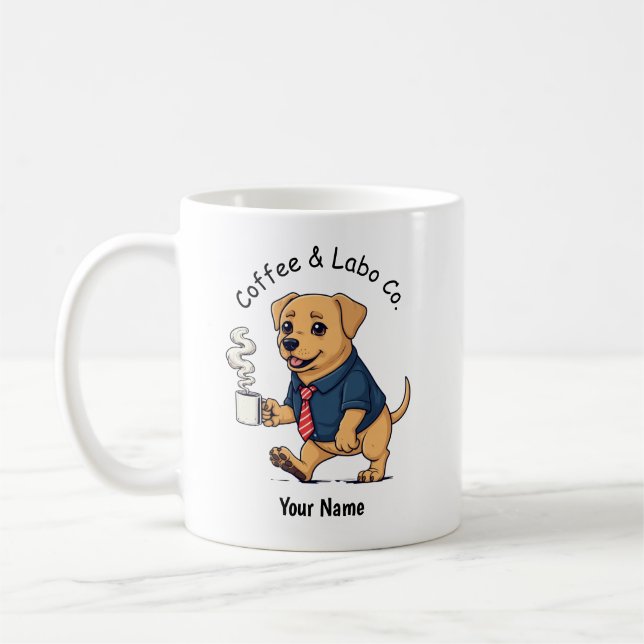 Rolig Labrador Retriever Hund Affärsdräkt Kaffe  Kaffemugg (Vänster)