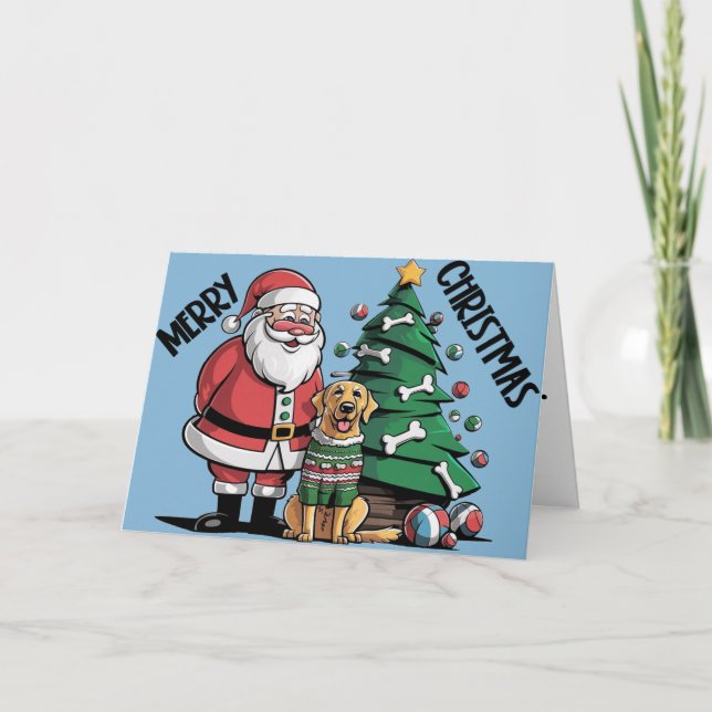 Rolig Labrador Retriever Hund med Santa Claus Kons Kort (Framsida)
