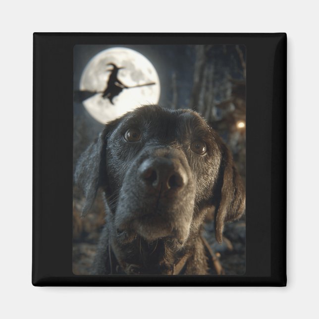 Rolig Labrador Selfie Fullmåne Flygande Kvinnor Magnet (Framsidan)