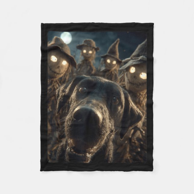Rolig Labrador Selfie Med Scarecrows Kuslig Fleecefilt (Framsidan)