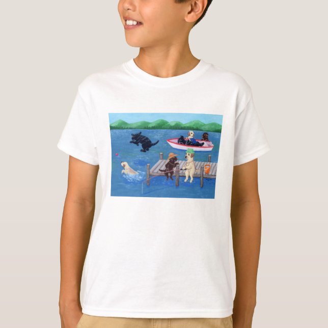Rolig Labradors för sjö målning T-shirt (Framsida)