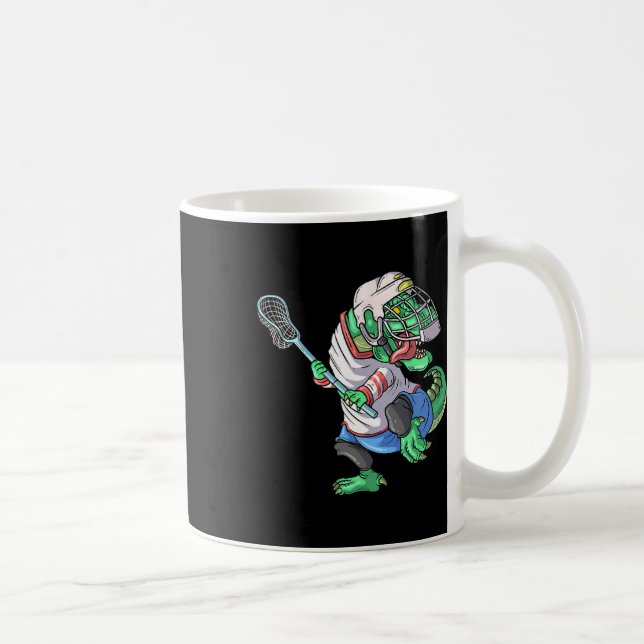 Rolig Lacrosse Dinosaur T Rex Med Lacrosse Pinne  Kaffemugg (Höger)