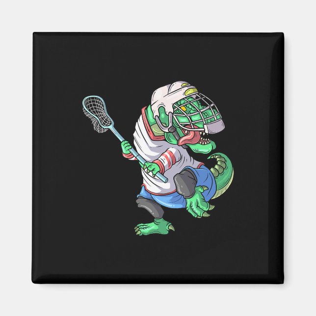 Rolig Lacrosse Dinosaur T Rex Med Lacrosse Pinne  Magnet (Framsidan)