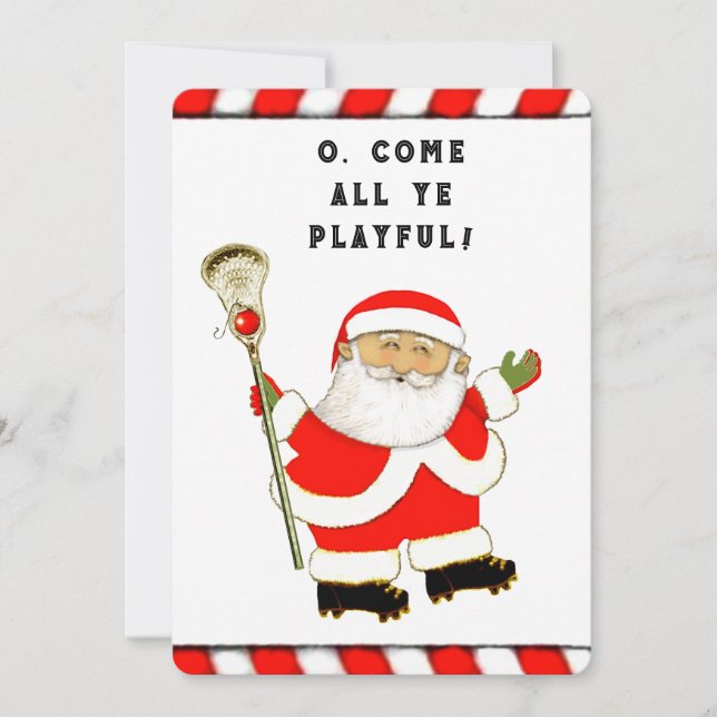 Rolig Lacrosse Jul Julkort (Framsida)