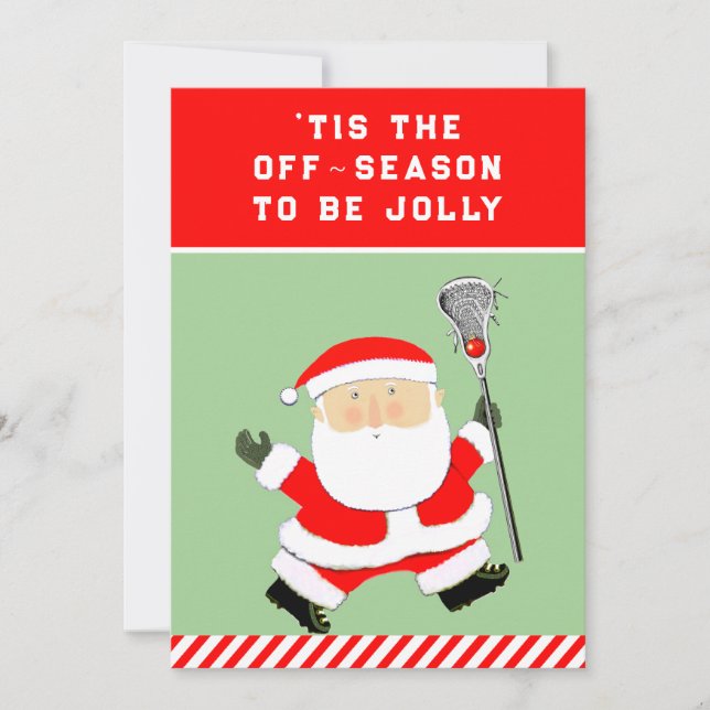 Rolig Lacrosse Jul Julkort (Framsida)