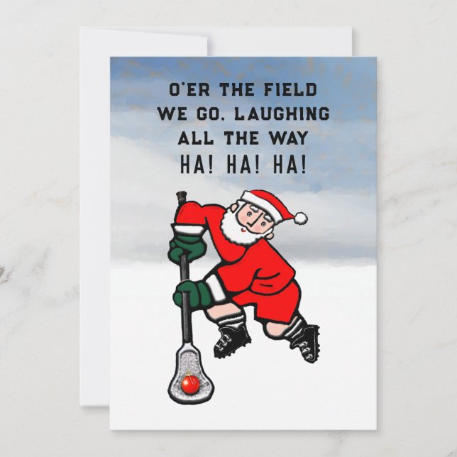 Rolig Lacrosse Julfirande Julkort (Framsida)