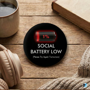 Rolig Lågt Socialt Batteri 1% Röd Laddningslist In Knapp