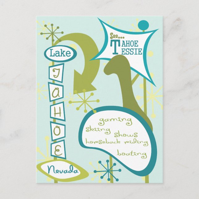 Rolig Lake Tahoe-illustration Vykort (Framsida)