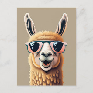Rolig Lama Alpaca söta djur glasögon Vykort