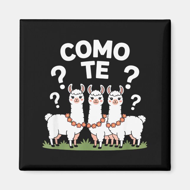 Rolig lama blommarguirland hur är det med dig fråg magnet (Framsidan)