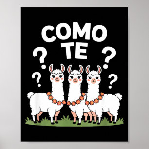 Rolig lama blommig krans como te frågetecken F Poster