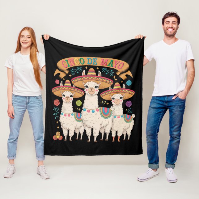 Rolig Lama Cinco De Mayo Fest Firande Fleecefilt (På plats)