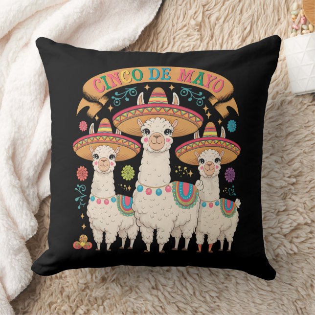 Rolig Lama Cinco De Mayo Fest Firande Kudde (Filt)
