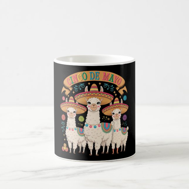 Rolig Lama Cinco De Mayo Festfirande Kaffemugg (Center)