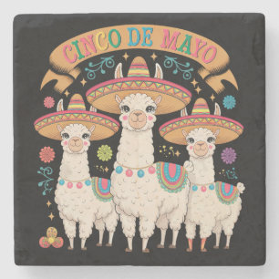 Rolig Lama Cinco De Mayo Festfirande Stenunderlägg