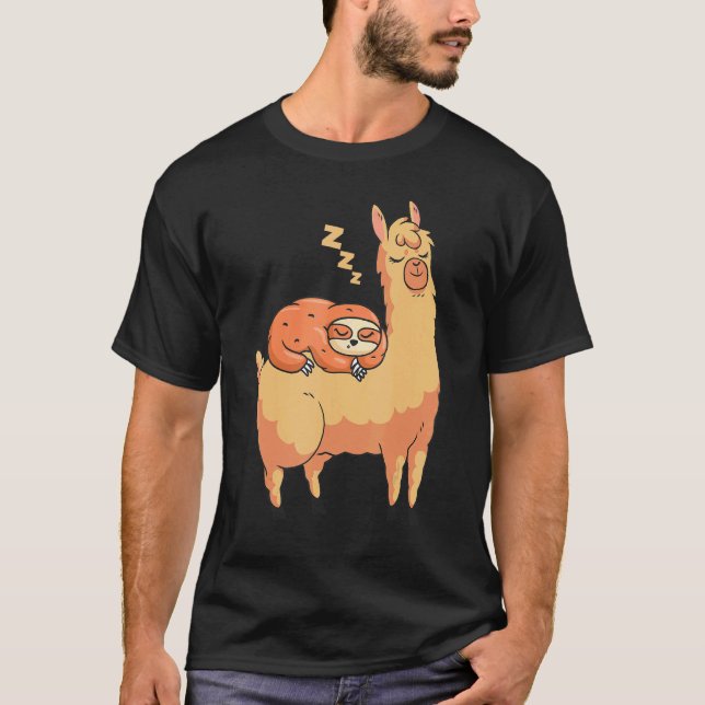 Rolig Lama Dovdjur T Shirt (Framsida)