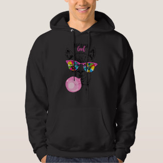 Rolig lama i regnbågsglasögon, rosa tuggummi hoodie