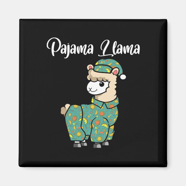 Rolig lama pyjamas lama sängtids pyjamas alpaca magnet (Framsidan)