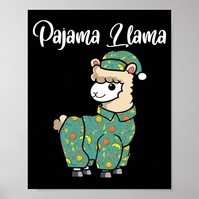 Rolig lama pyjamas lama sängtids pyjamas alpaca poster (Framsidan)