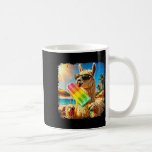 Rolig lama som äter popsicle sommar strand djur kaffemugg