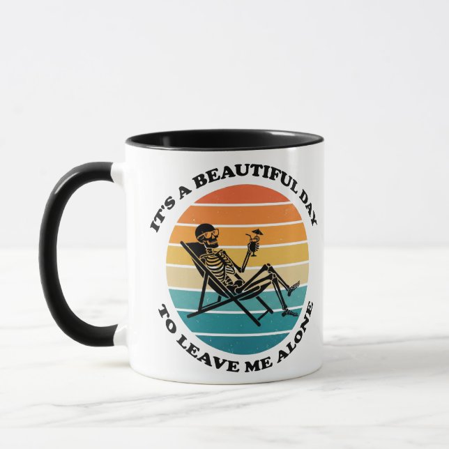 Rolig "Lämna mig ifred" Retro skelett Sarksastisk Mugg (Vänster)