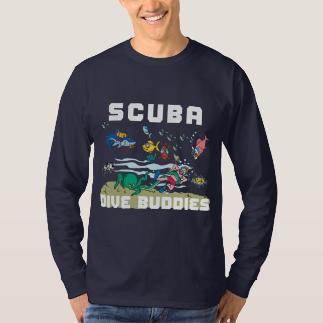 Rolig långärmad för SCUBAdykkompis Tee Shirt (Framsida)