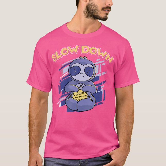 Rolig Långsam Sengångare Stickningsälskare T Shirt (Framsida)